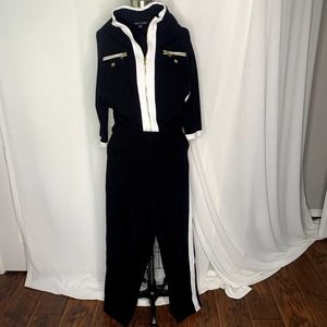 Boston Proper Black Jumpsuit with White Racing Stripe